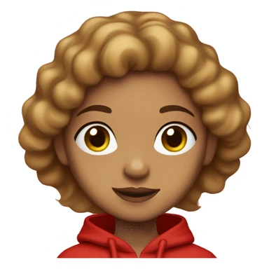 Light skin girl with brown flowy hair in red hoodie sticker