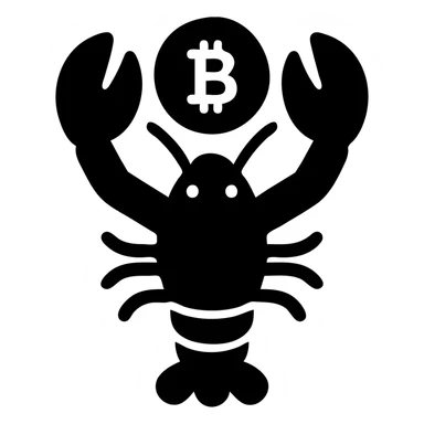 lobster holding a bitcoin sticker