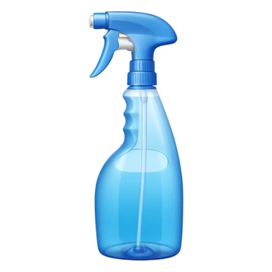 medium-sized spray bottle with curved trigger nozzle and ergonomic grip, bright translucent green or blue tones, multipurpose cleaner for kitchen or home use, no label, no extras, soft lighting, subtle shadows, emoji scale sticker