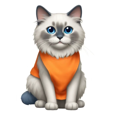 Blue point Ragdoll cat wearing an orange apron  sticker