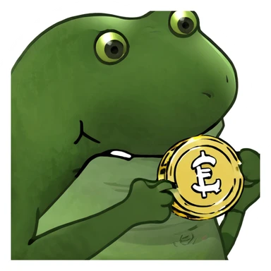 bufo frog (pepe) holding a gold coin sticker