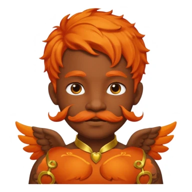 Black cupid with orange hair and mustache sticker