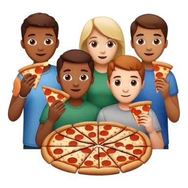 4 friends eating pizza  sticker