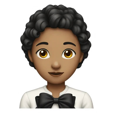 Girl with short black hear wearing black bow sticker
