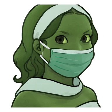 girl long wavy light brown hair in towel wrap with a face mask sticker