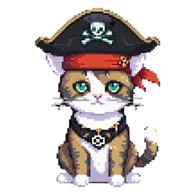 cat as pirate with pirate hat and eye patch sticker