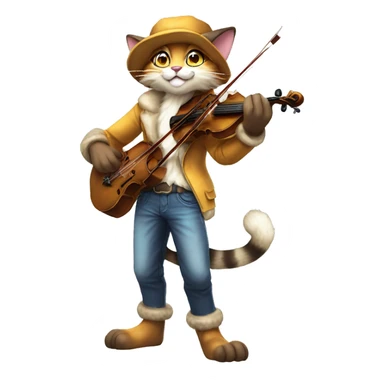 Anthro Fur-Sona shiny sparkle feline-Fakémon with a fiddler-hat-cap Full Body sticker