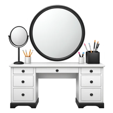 White desk with vanity mirror (no person) sticker