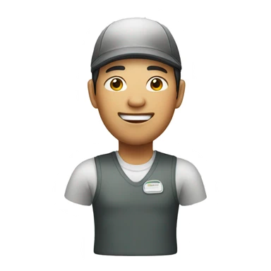 asian fast food worker  sticker