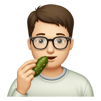 man with glasses eating a pickle sticker