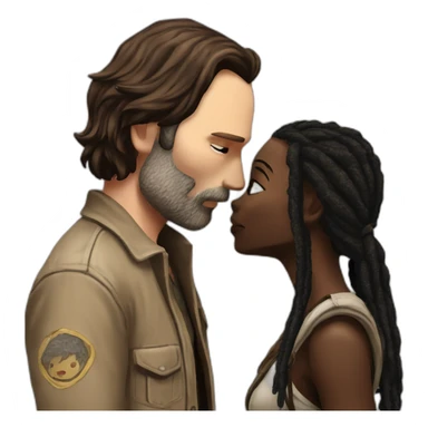 Rick Grimes kissing Michonne sticker