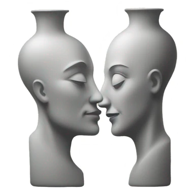 A Rubin's vase: Two faces in profile creating a vase in the space between them, a classic optical illusion. sticker
