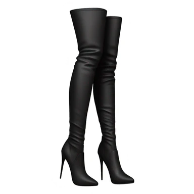 black smooth overknee boots with thin heels sticker