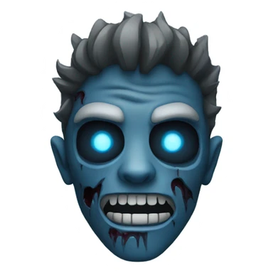 Dark black gray silver maroon zombie face blue flames blue glow sticker
