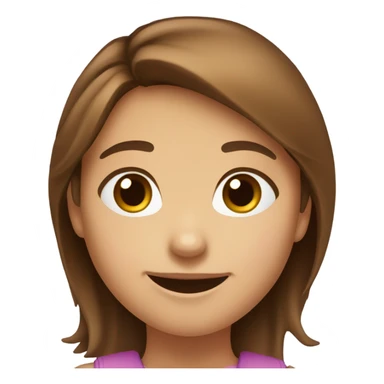 generate a emoji of a cute girl with brown hair and brown eyes, she is an adolescence girl, and is really cute sticker
