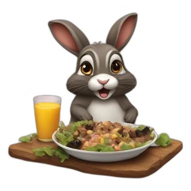 bunny eating raccoon funny sticker