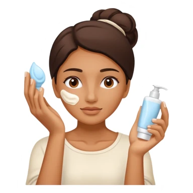 Perempuan lagi skincare (tapi yang lebih ketutup) fokus di muka sticker
