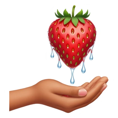 Strawberry dripping water with fingers sticker
