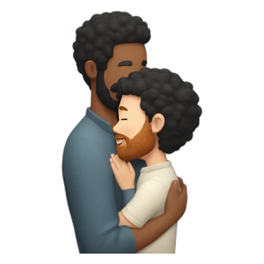 Man with black hair and ginger beard is kissing man with black hair and shaved bear sticker