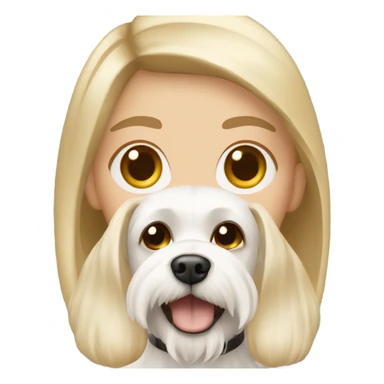 Caucasian Blonde girl with brown eyes and a Maltese dog  sticker
