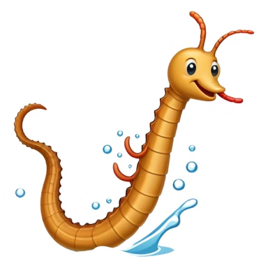 A funny Pipefish wiggles through the water with a silly smile and a twisty little dance sticker