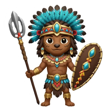 Aztec jaguar warrior with elaborate feathered headdress sticker
