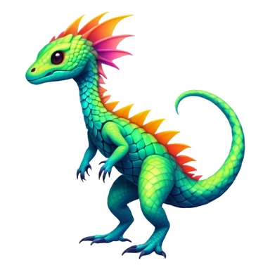 Tropical lush warm-colored modern colorful neon-colored cyber-Fakémon-Trico-creature sticker