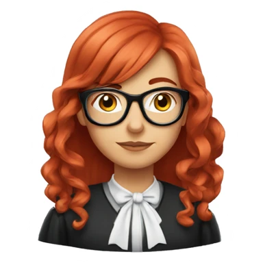 Medium lenght Red-hair judge girl with ribbons in hair and black glasses sticker