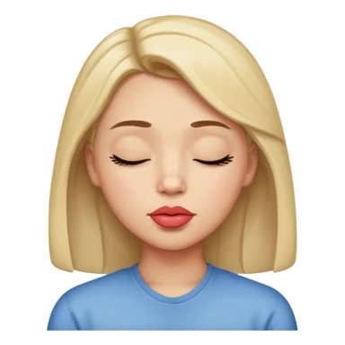 Look into shoulder with eyes closed and pucker lips sticker