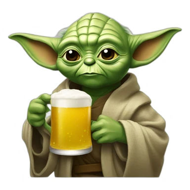 Yoda drinking a beer sticker
