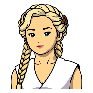 Daenerys Targaryen Game of Thrones character with blonde braided hair, chest up sticker
