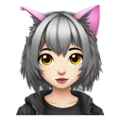 Edgy Kawaii Cute Cool Cartoon Anime Punk Techwear Catgirl sticker