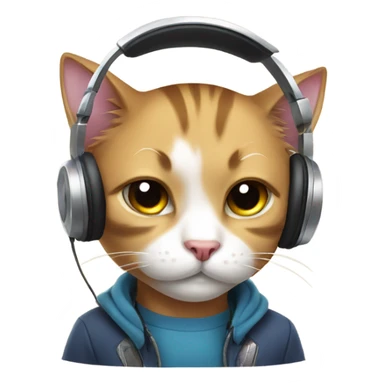 cat gamer with headphones is crying sticker