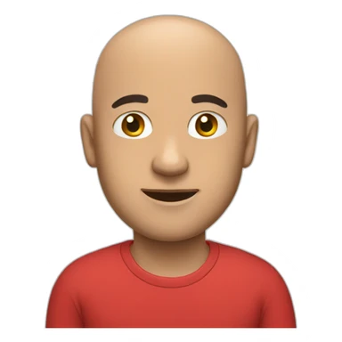a bald man and red shirt sticker