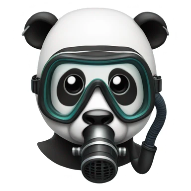 A panda with a diving mask and a snorkel sticker