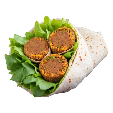 A Turkish wrap with raw bulgur kofte and fresh greens sticker