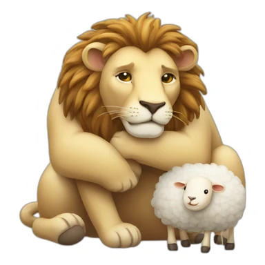 the lion is hugging the sheep sticker