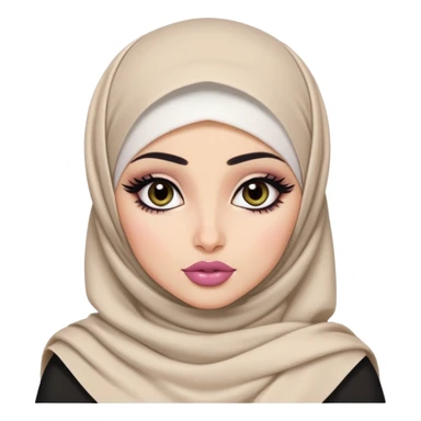 hijabi, pretty big lips, arab clothes, pale skin,  dark eyes, pretty bratz baddie, black eyeliner.  sticker