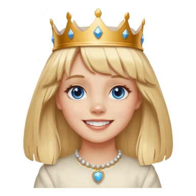 simple Blonde girl with bangs and blue eyes, and a simple crown. giving cockerspaniel energy sticker