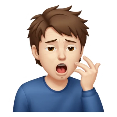 Weak man with disheveled hair yawning sticker