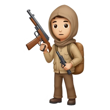 cartoon man with sack over head carrying a toy gun full body sticker