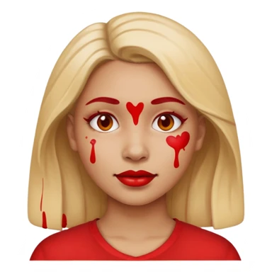 woman with red paint on her face, apple style emoji sticker
