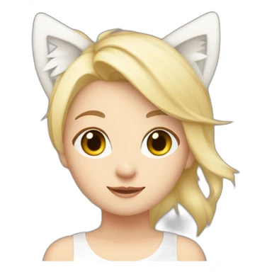 cute blonde girl with a white tail and cat ears sticker