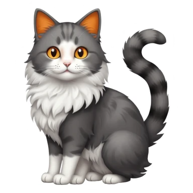 full body half dark grey and half white cat with white front legs sticker
