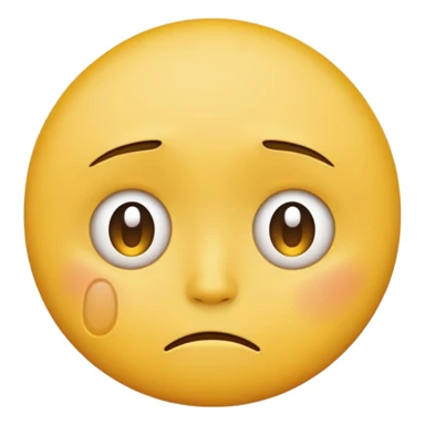 A regular yellow  skin, round face emoji looking straight at me not smilling, just staring with a tear rolling down its cheek sticker