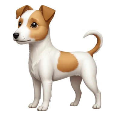 a full body slightly chubby white parson russell terrier looking dog the size of a kelpie with light brown long ears and a light brown patch on one eye and a large snout. the rest of the dog is completely white sticker