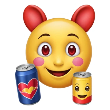 Emoji with heart eyes and red Bull can  sticker