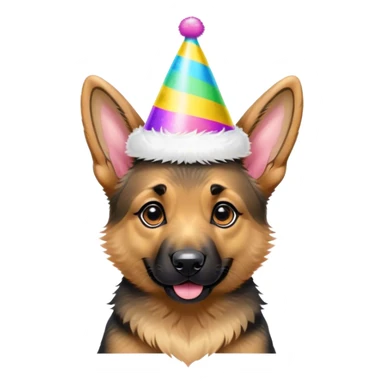 german shepherd puppy with pointy ears and party hat sticker