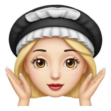 A emoji with a bonnet and lashes and nails sticker