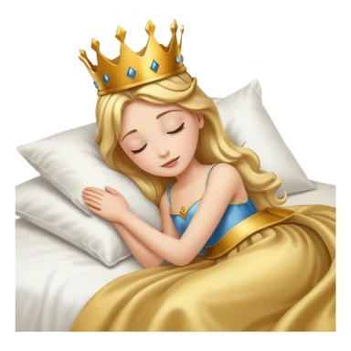 sleeping princess with crown in bed sticker